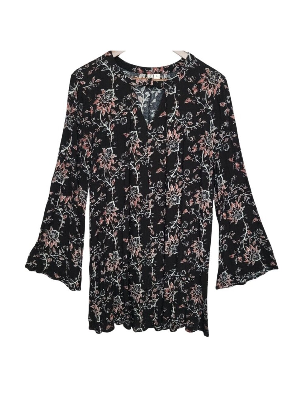 Floral Swing Shift Dress Womens Size L Black Whimsigoth Witchy Fairy
